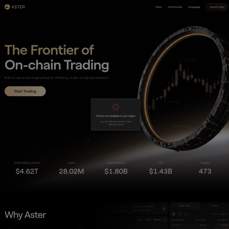 asterdex.com homepage screenshot