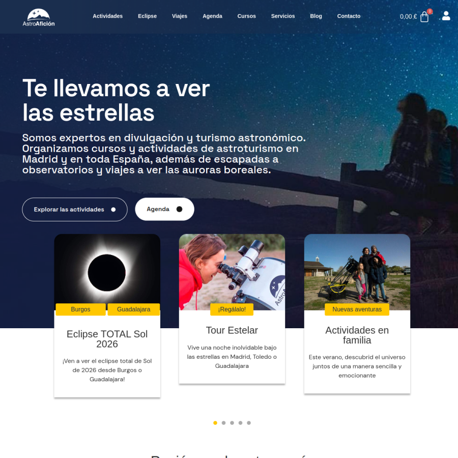 astroaficion.com homepage screenshot