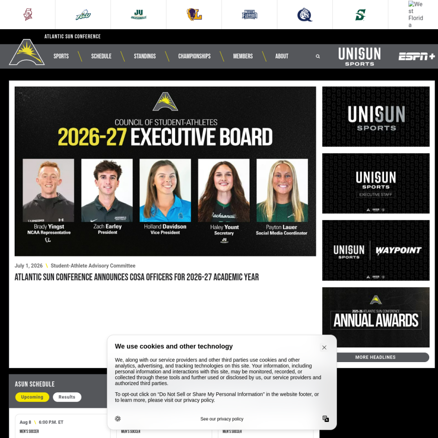 asunsports.org homepage screenshot