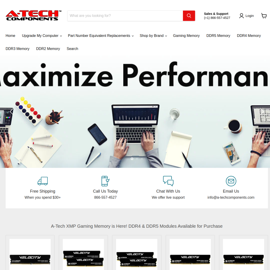 atechmemory.com homepage screenshot