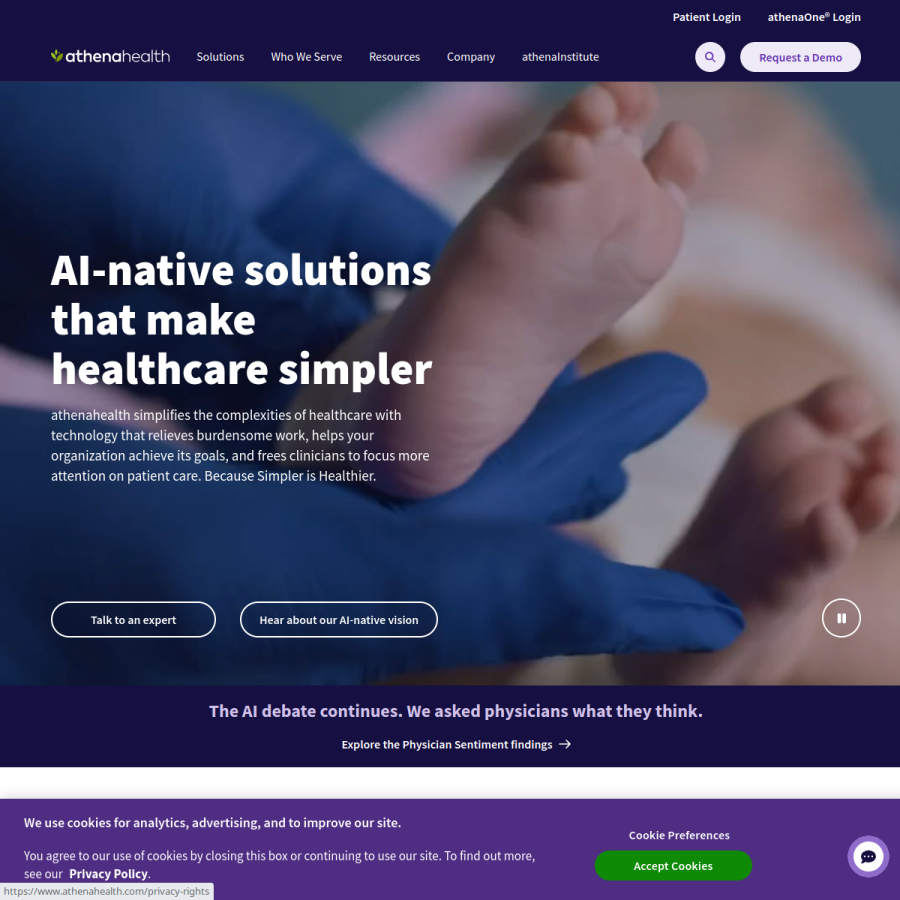 athenahealth.com homepage screenshot
