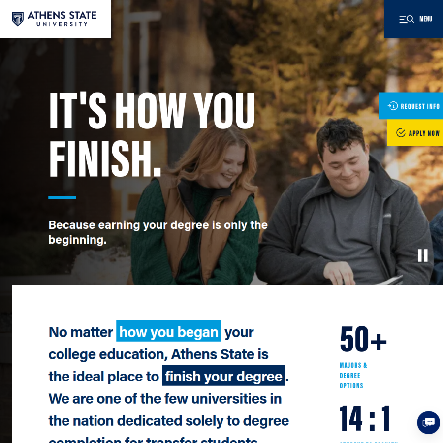 athens.edu homepage screenshot