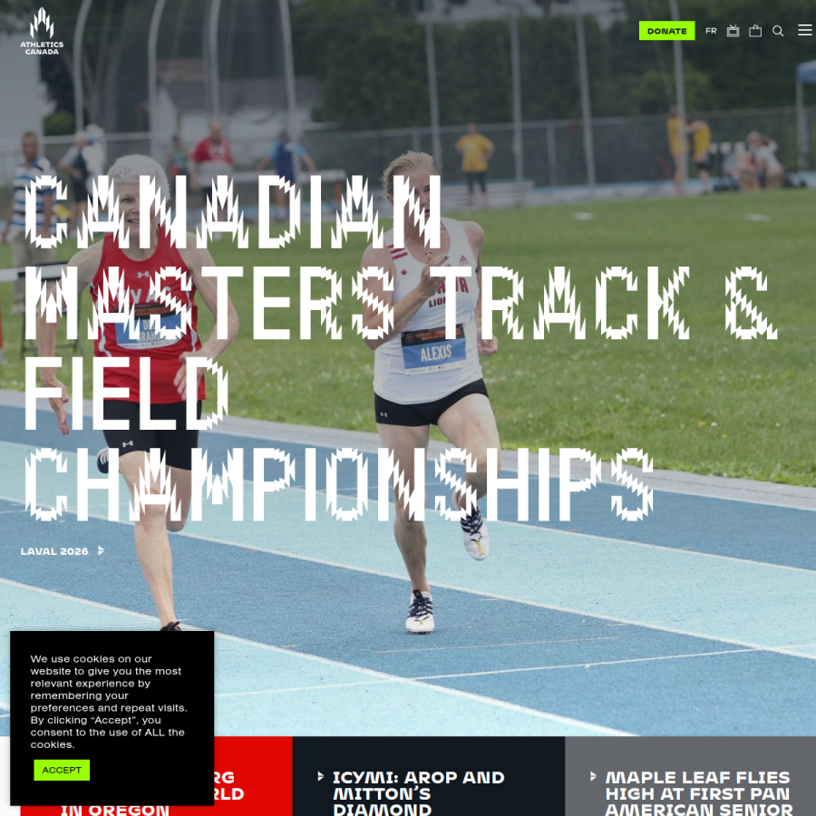 athletics.ca homepage screenshot