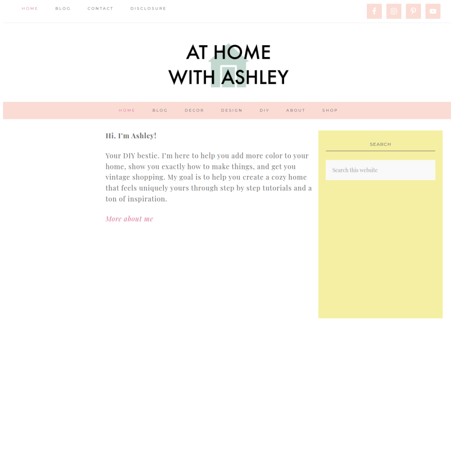 athomewithashley.com homepage screenshot