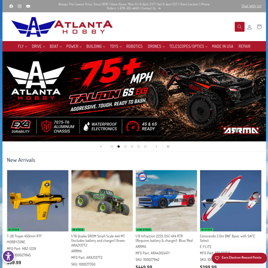 atlantahobby.com homepage screenshot