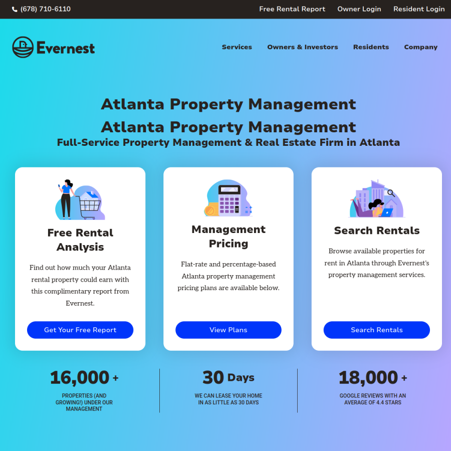 atlantapropertymanagement.com homepage screenshot