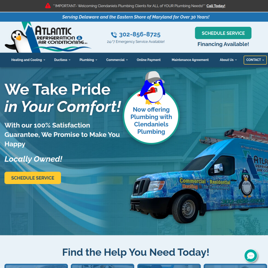 atlanticrefrigeration.com homepage screenshot