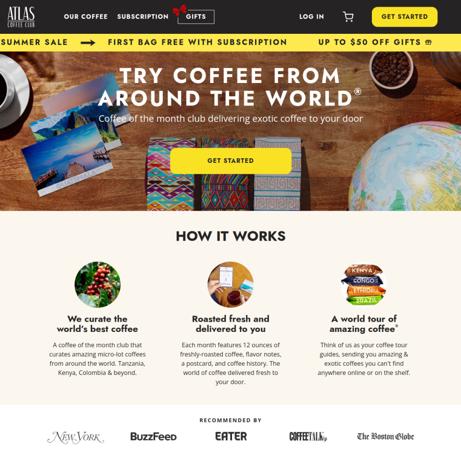 atlascoffeeclub.com homepage screenshot