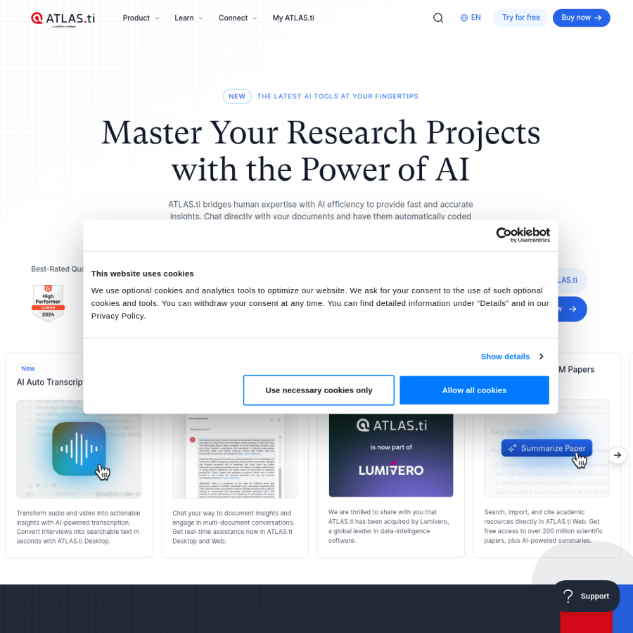 atlasti.com homepage screenshot
