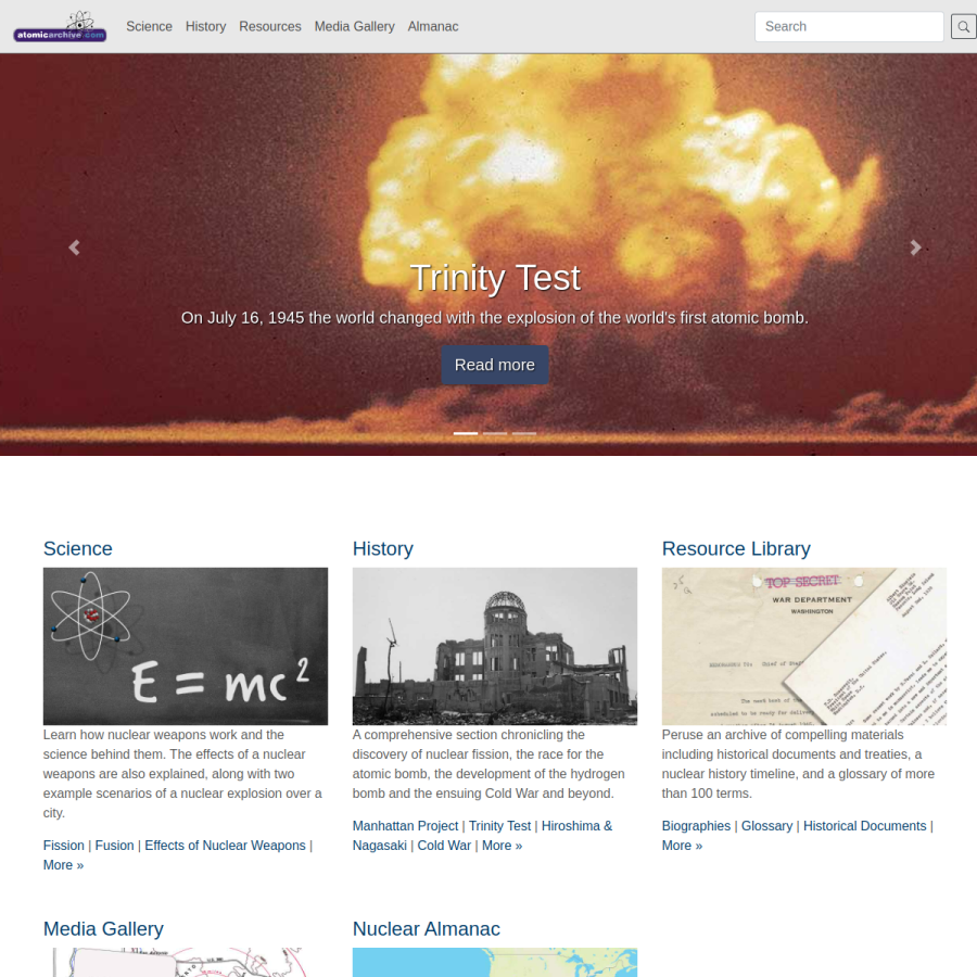 atomicarchive.com homepage screenshot