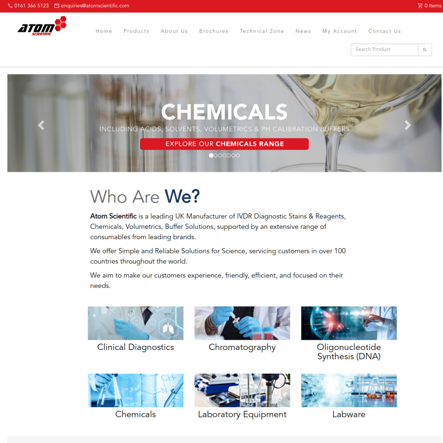 atomscientific.com homepage screenshot