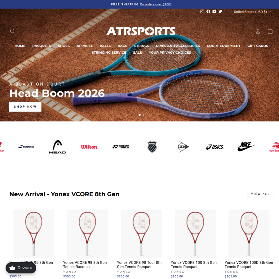 atrsports.com homepage screenshot