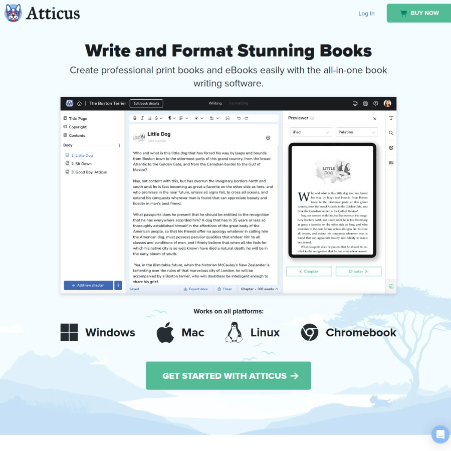 atticus.io homepage screenshot