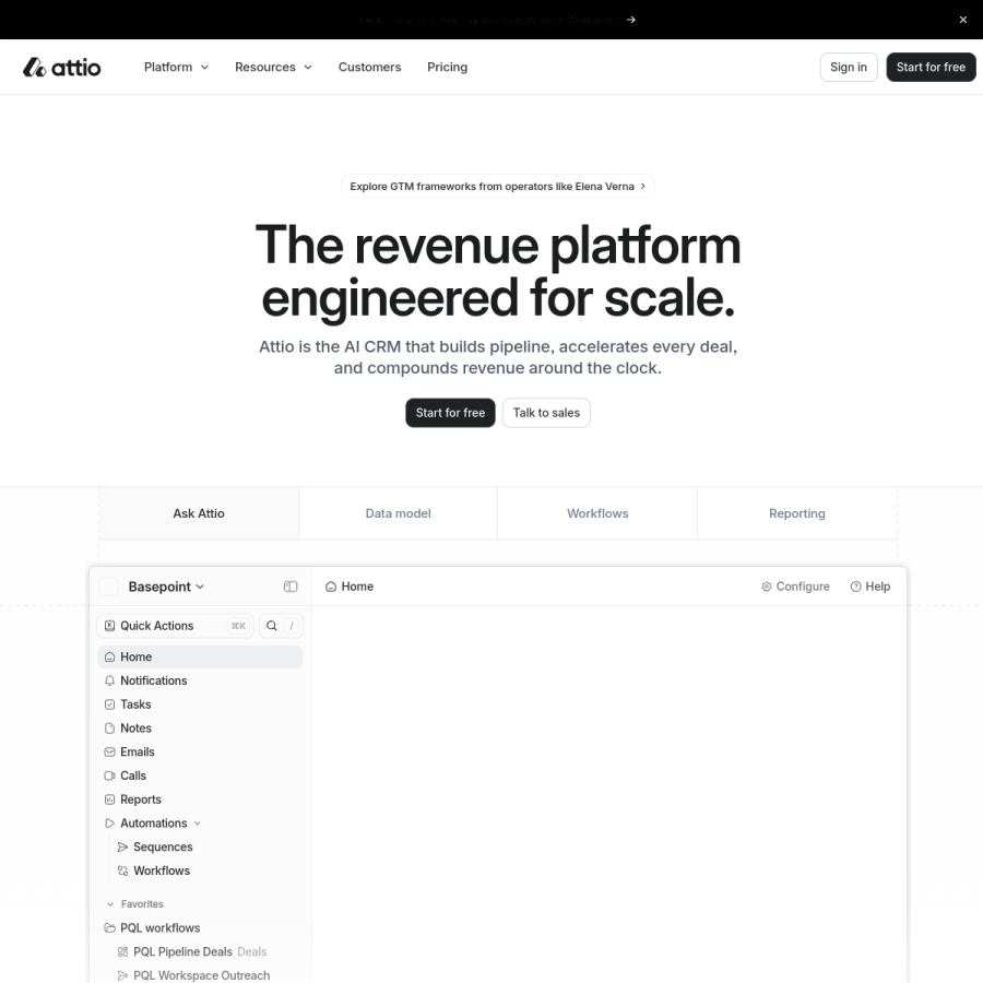 attio.com homepage screenshot