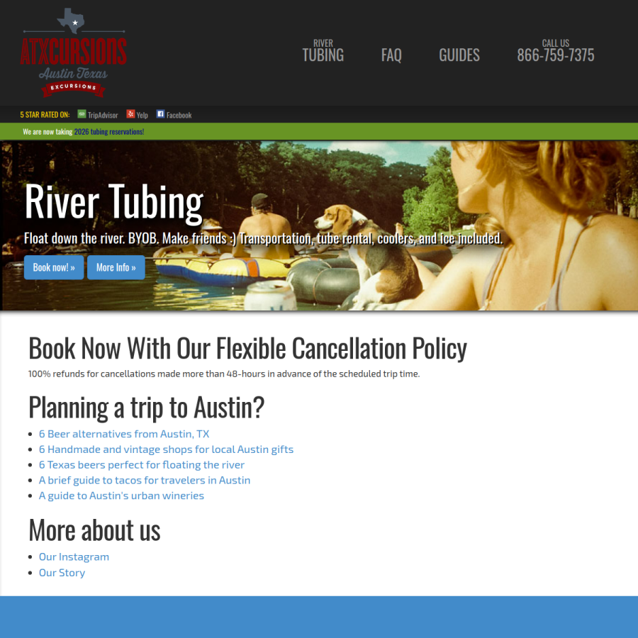 atxcursions.com homepage screenshot