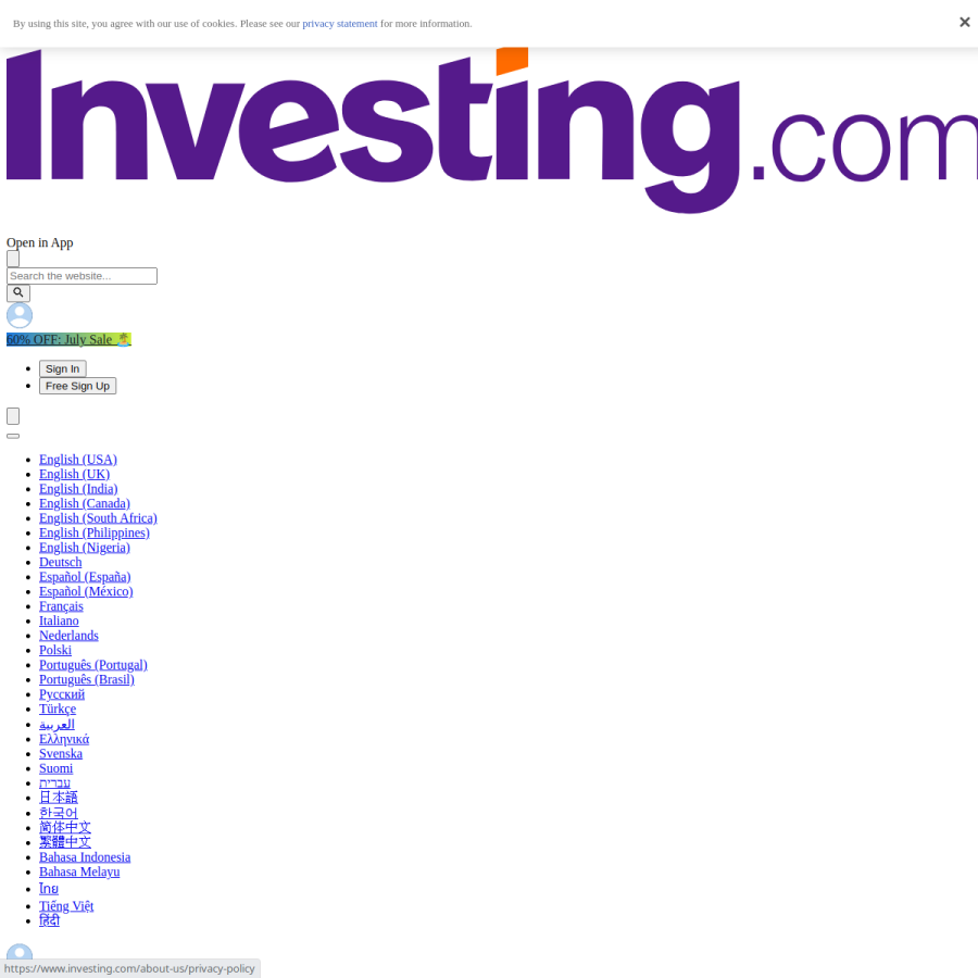 au.investing.com homepage screenshot