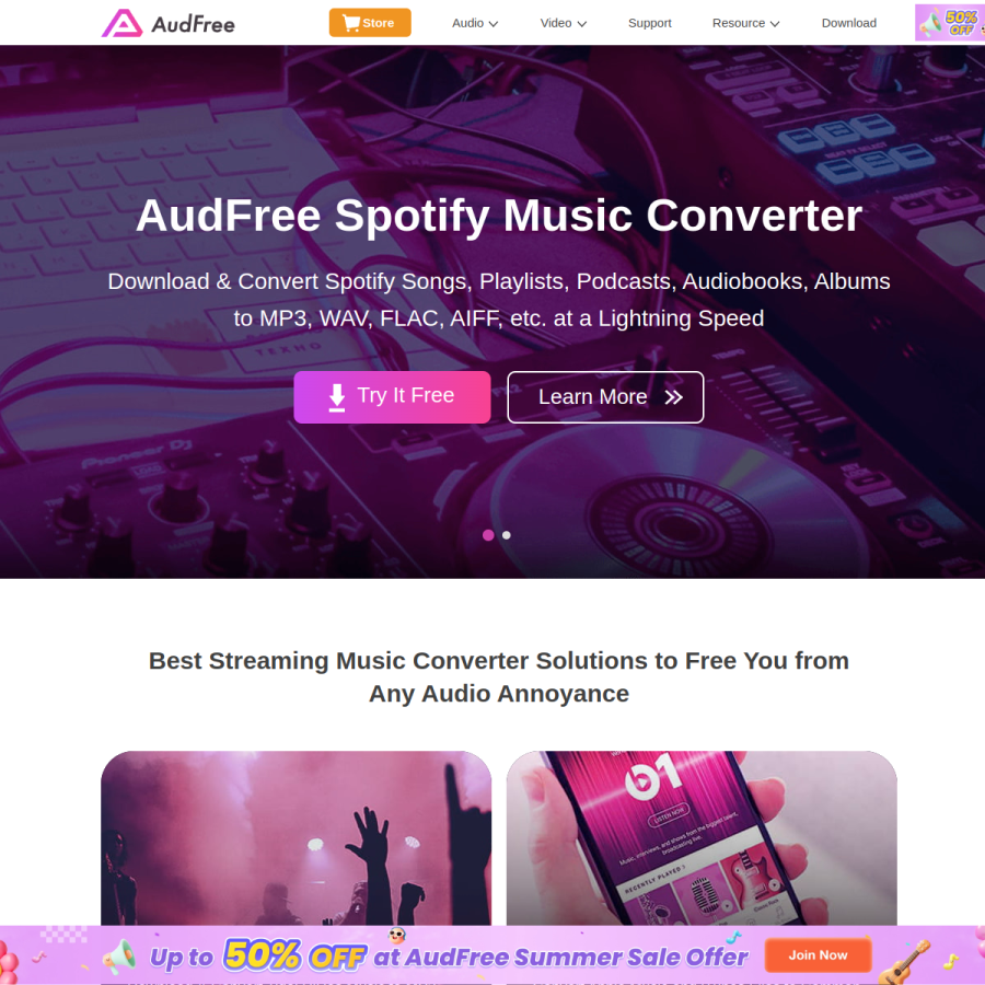 audfree.com homepage screenshot