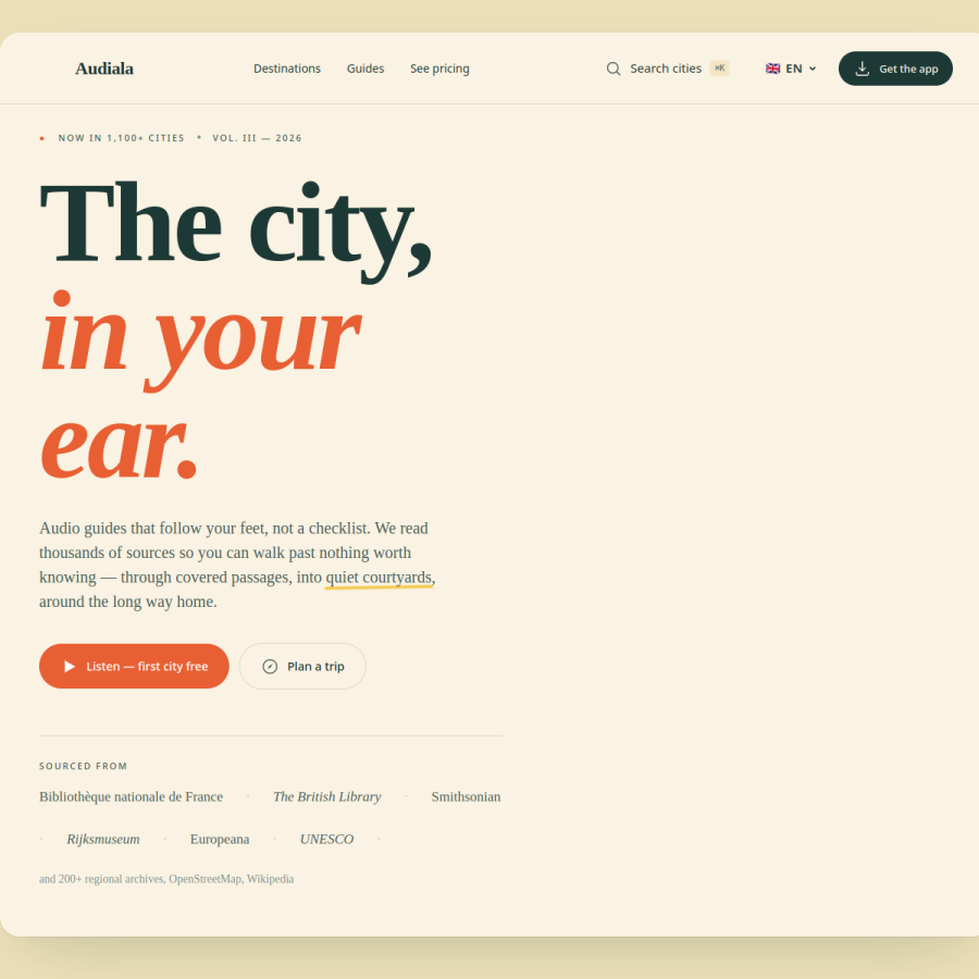 audiala.com homepage screenshot