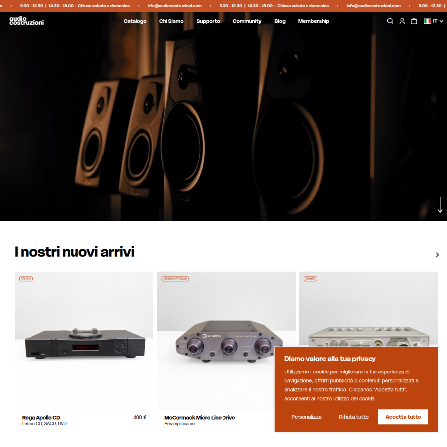audiocostruzioni.com homepage screenshot