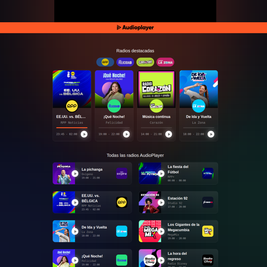 audioplayer.pe homepage screenshot