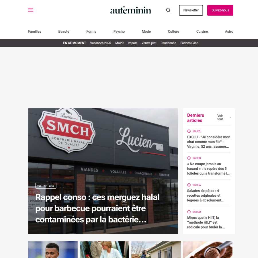 aufeminin.com homepage screenshot