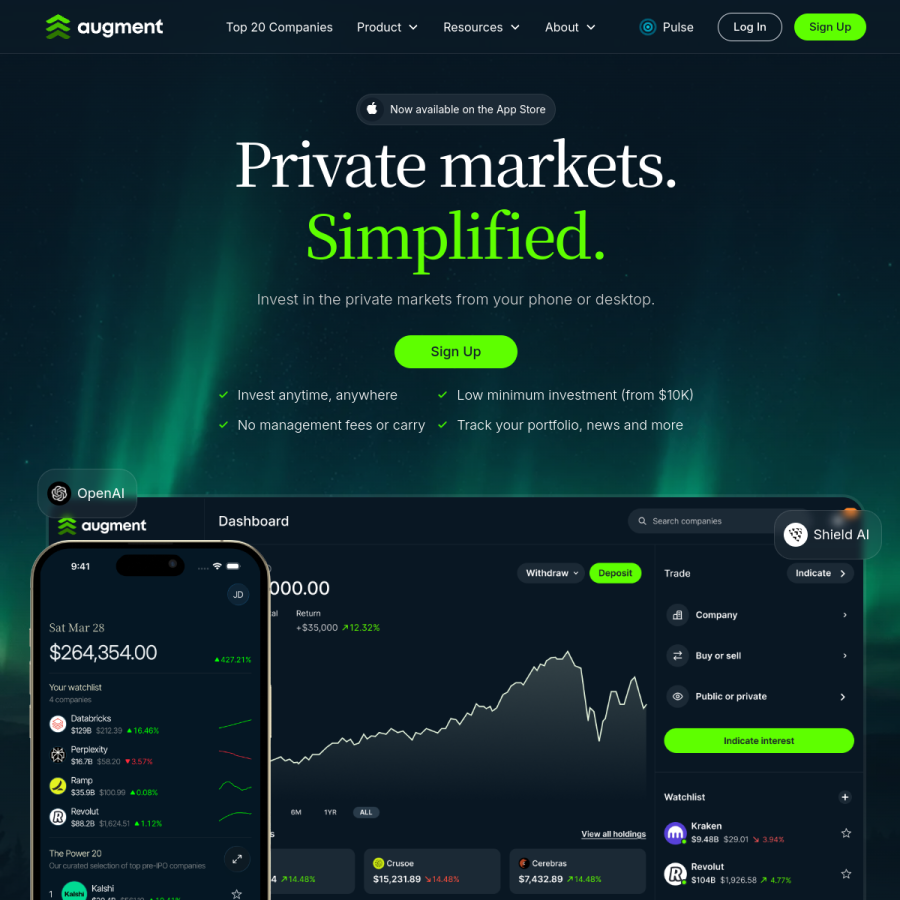 augment.market homepage screenshot