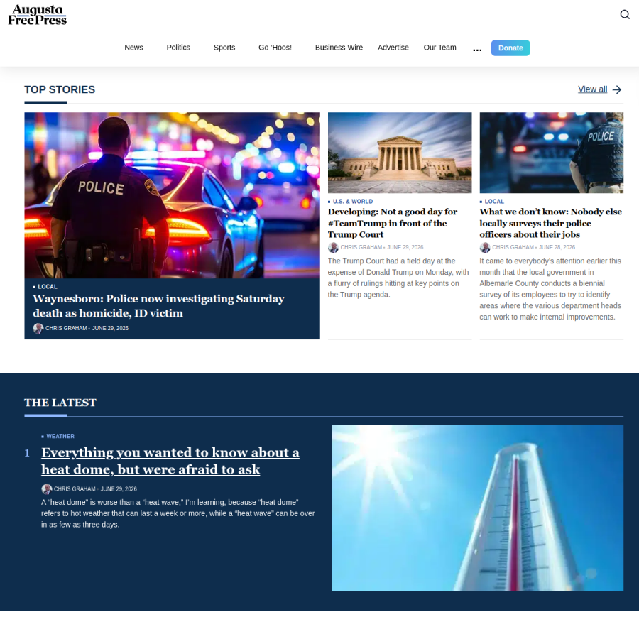 augustafreepress.com homepage screenshot