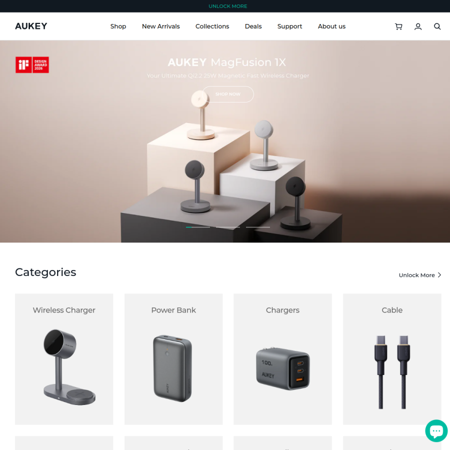 aukey.com homepage screenshot