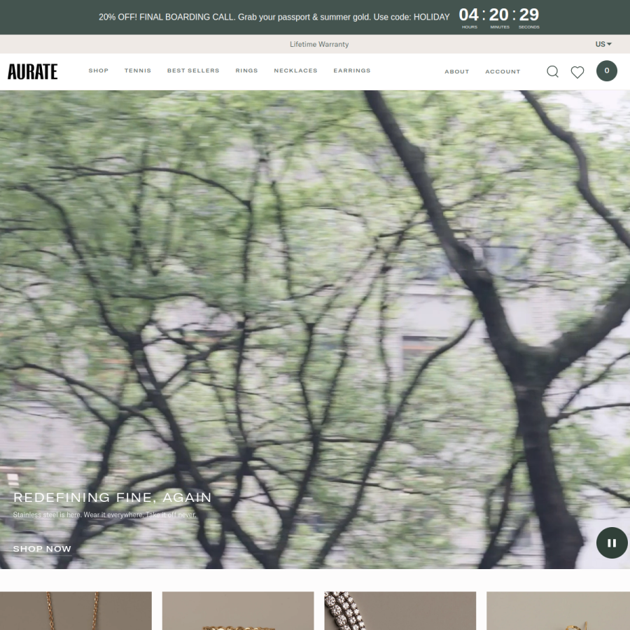 auratenewyork.com homepage screenshot