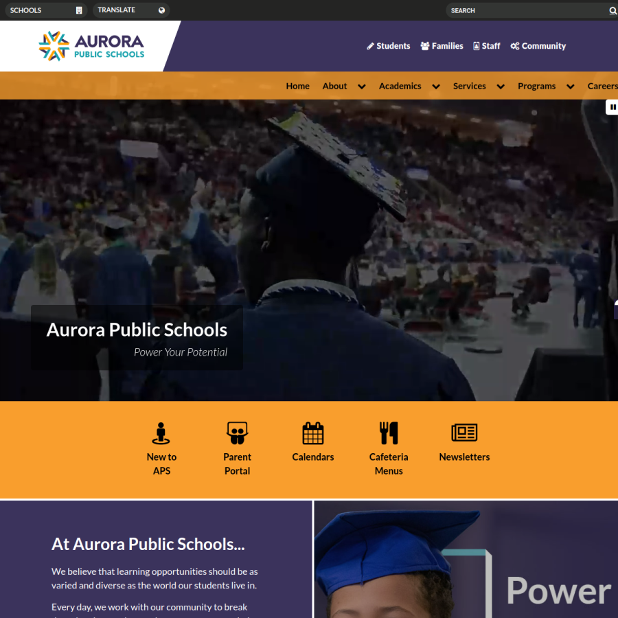 aurorak12.org homepage screenshot