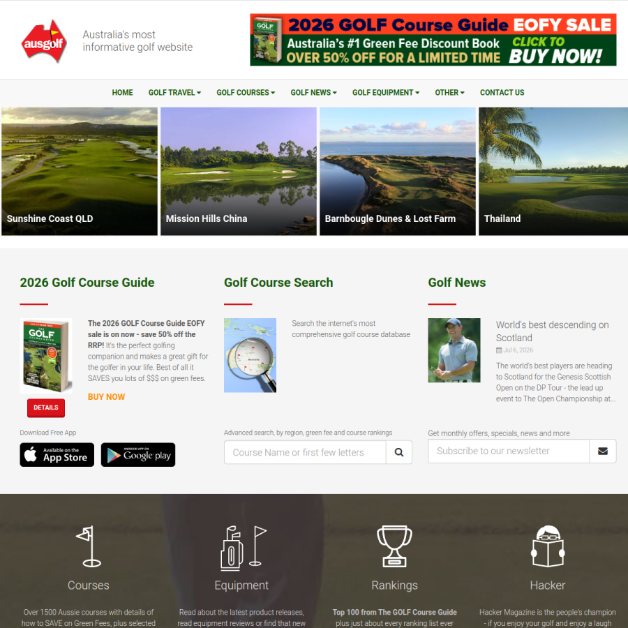 ausgolf.com.au homepage screenshot