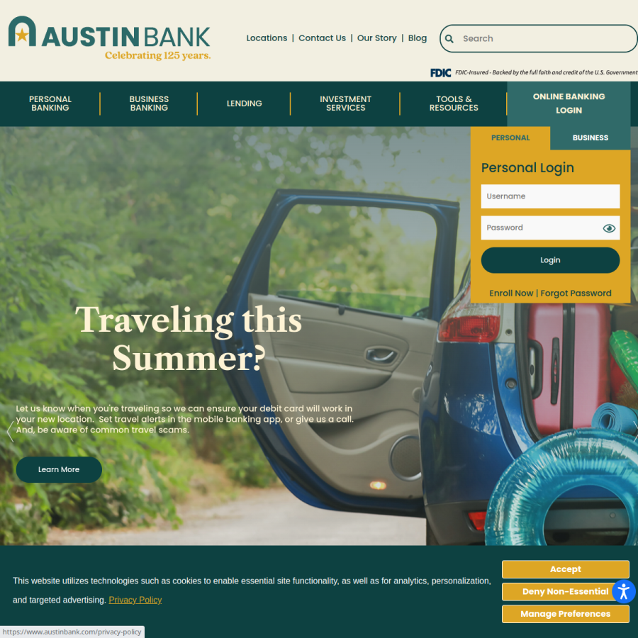 austinbank.com homepage screenshot
