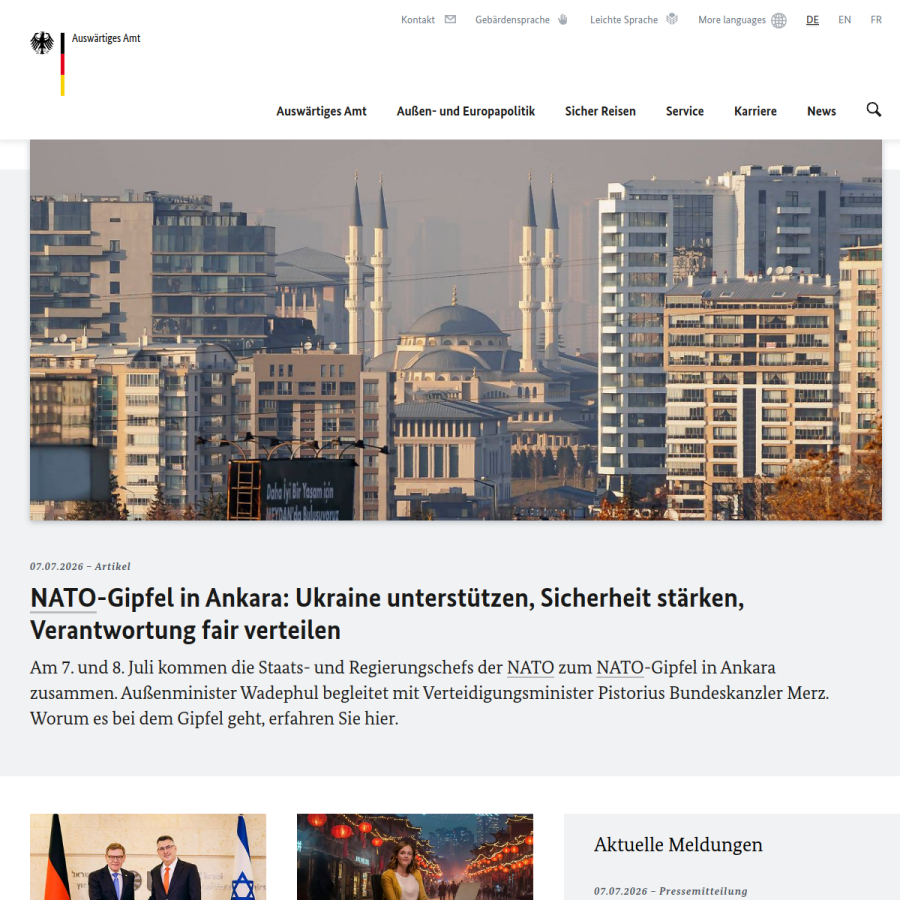 auswaertiges-amt.de homepage screenshot