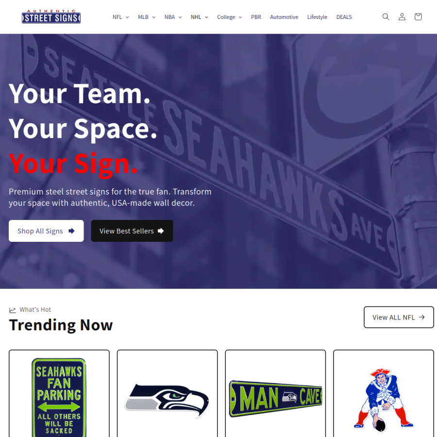 authenticstreetsigns.com homepage screenshot