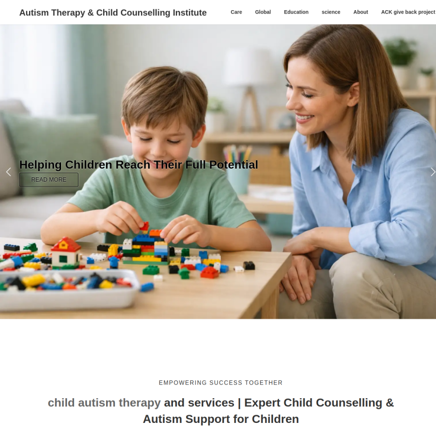 autismcenterforkids.com homepage screenshot