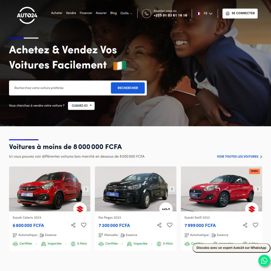 auto24.ci homepage screenshot