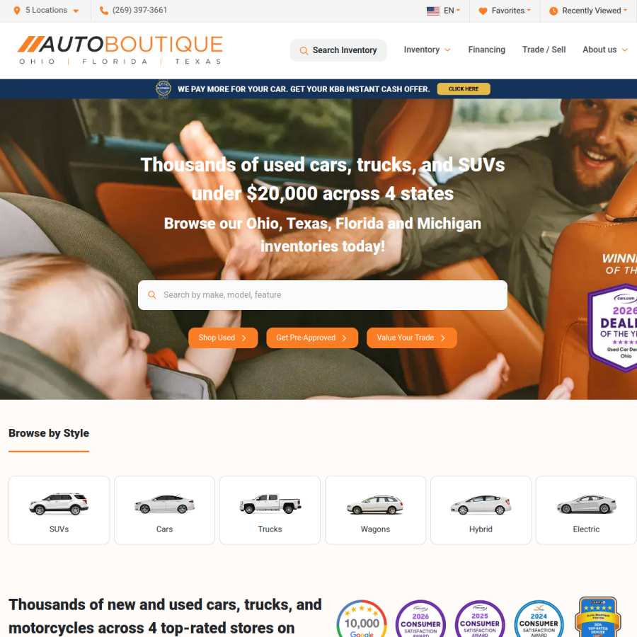 autoboutique.com homepage screenshot