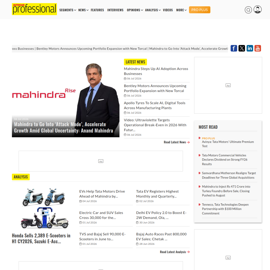 autocarpro.in homepage screenshot