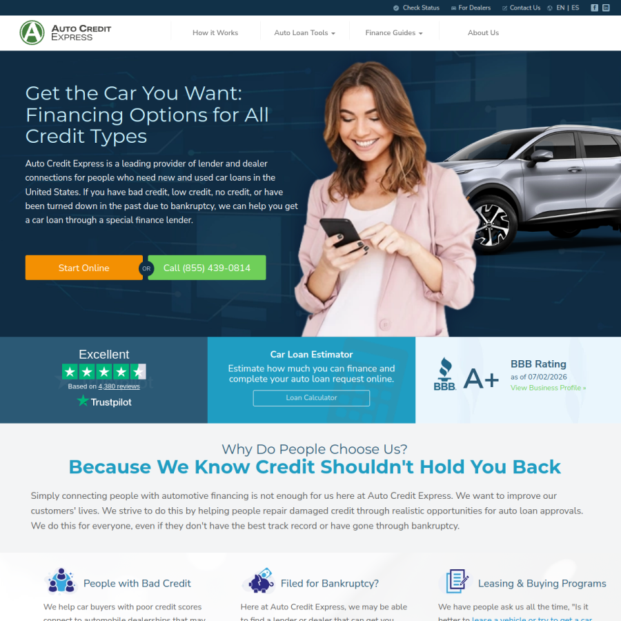 autocreditexpress.com homepage screenshot