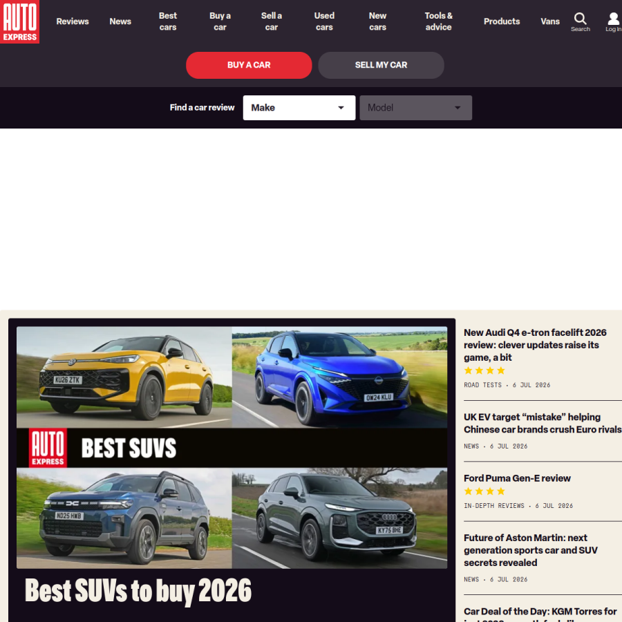 autoexpress.co.uk homepage screenshot