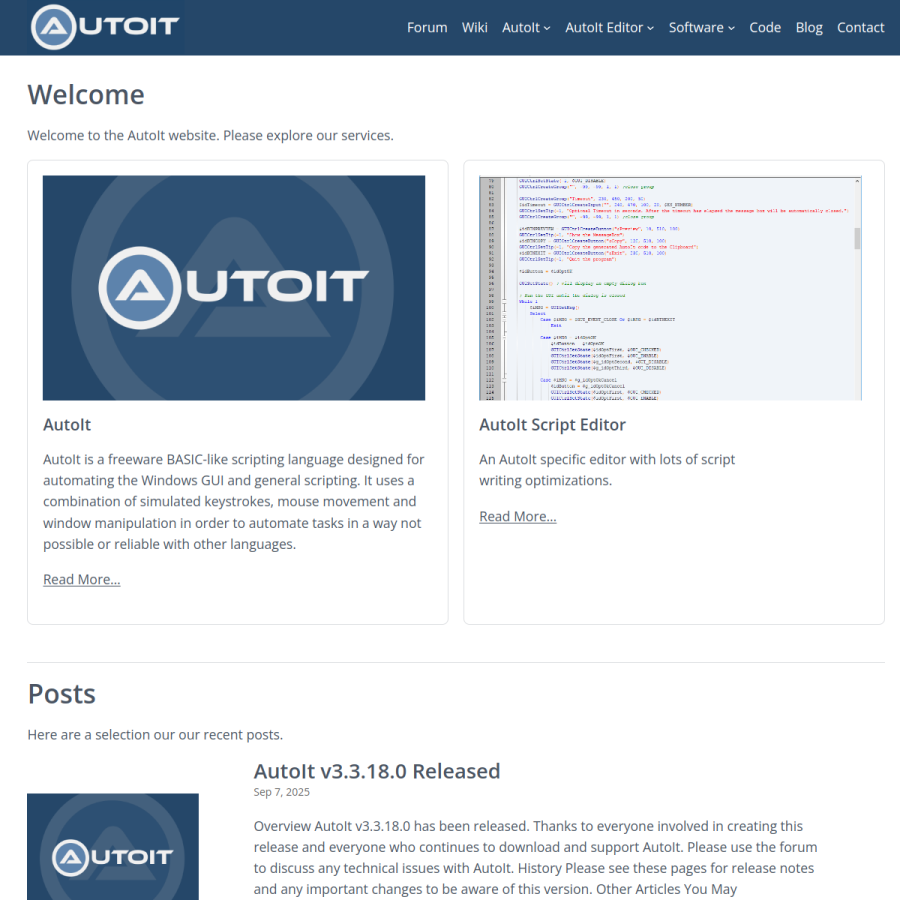 autoitscript.com homepage screenshot
