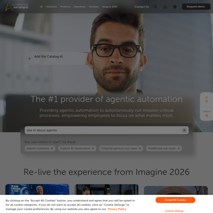 automationanywhere.com homepage screenshot