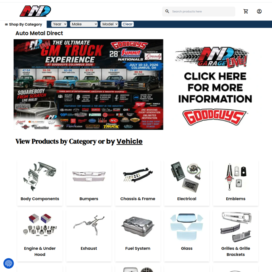 autometaldirect.com homepage screenshot