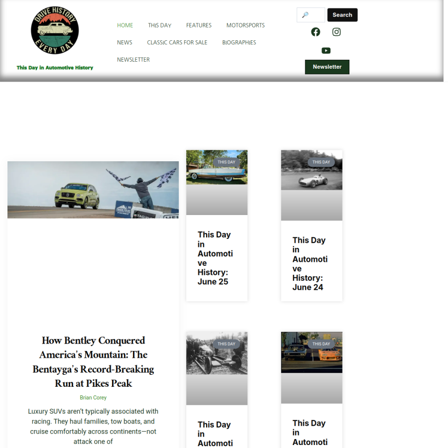 automotivehistory.org homepage screenshot