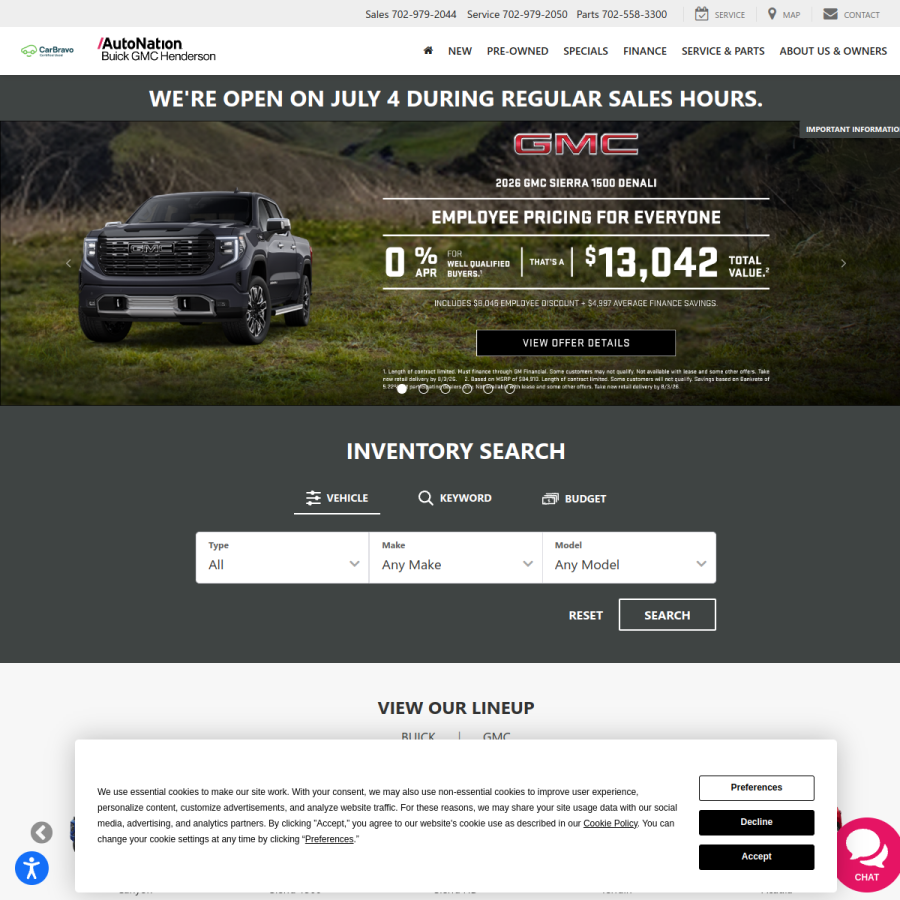 autonationbuickgmchenderson.com homepage screenshot