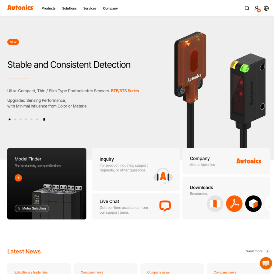 autonics.com homepage screenshot