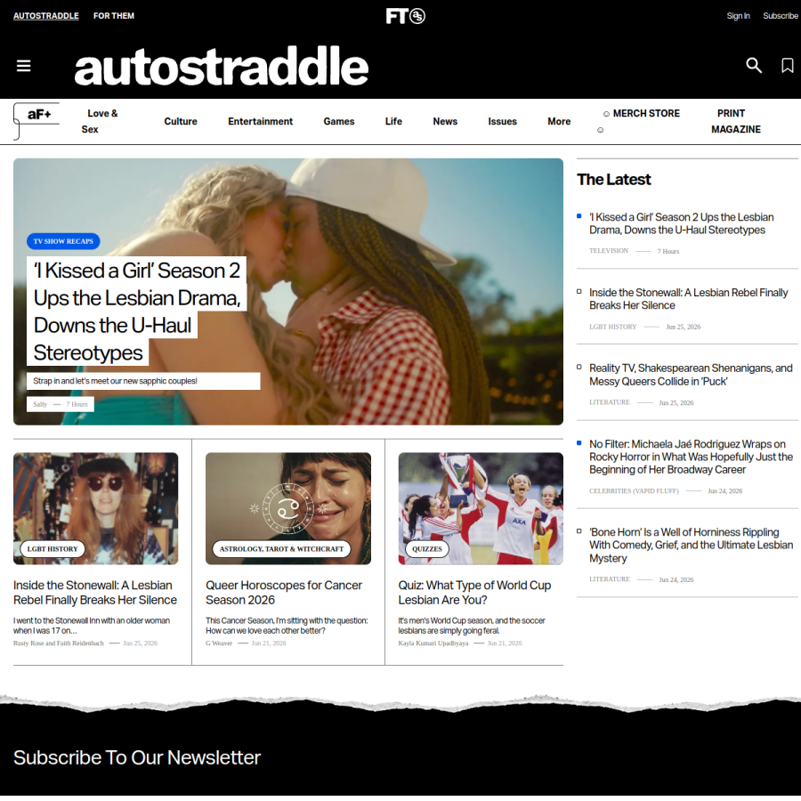 autostraddle.com homepage screenshot
