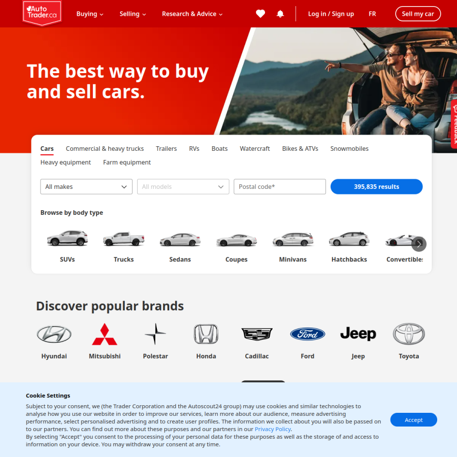 autotrader.ca homepage screenshot