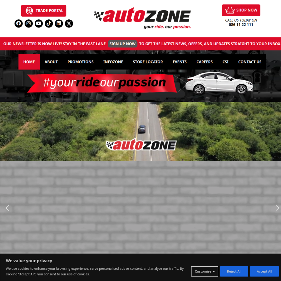 autozone.co.za homepage screenshot