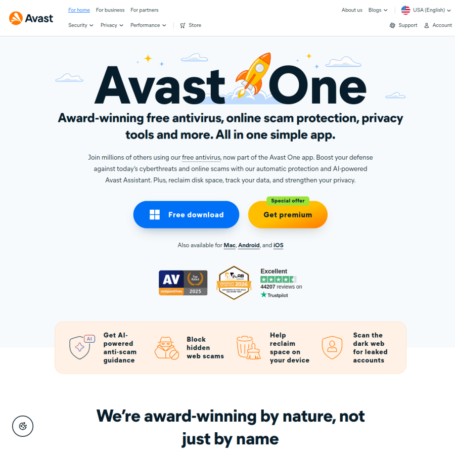 avast.com homepage screenshot